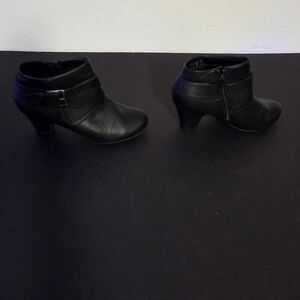 Bonnibel Sleek Black Ankle Boots with Strap